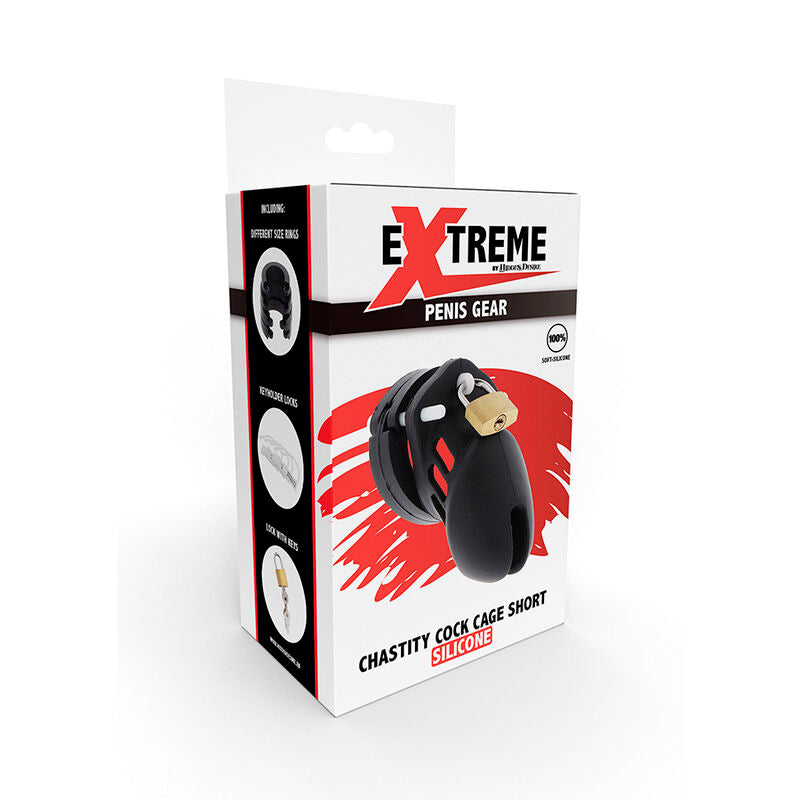 Hidden desire - extreme gabbia per cazzo in silicone taglia s nera