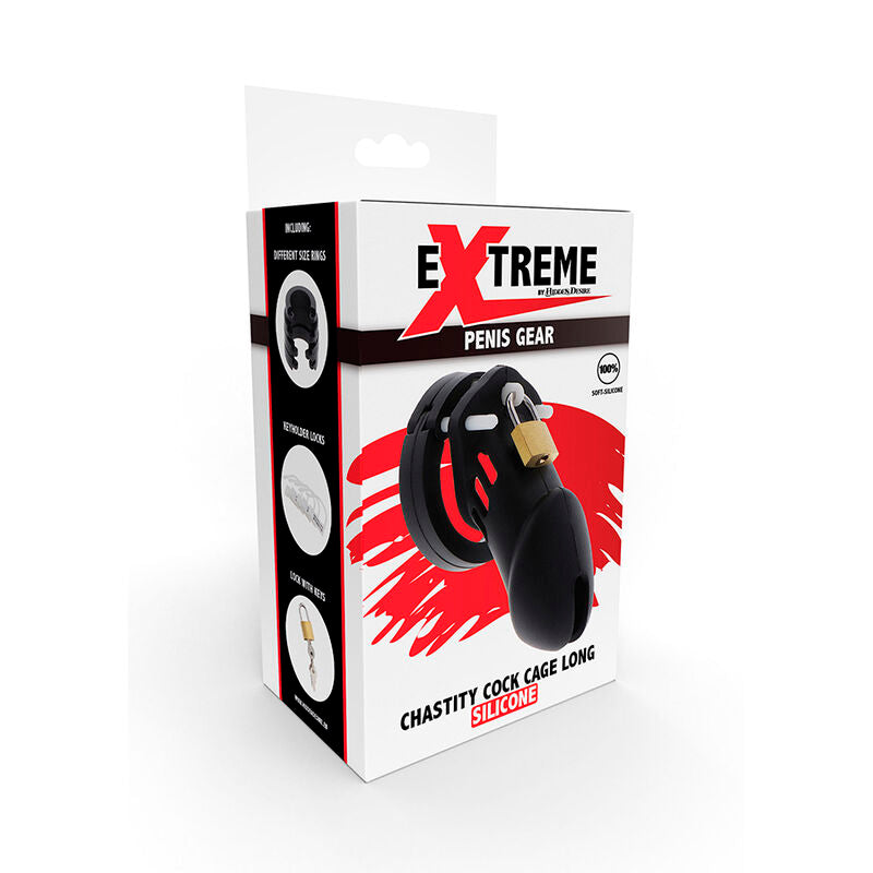 Hidden desire - extreme gabbia per cazzo in silicone taglia l nera