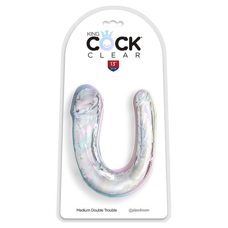 King cock - double trouble doppio dildo 33 cm trasparente