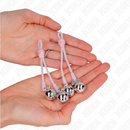Kink - pinze per capezzoli teschio luminoso con anello campanelli regolabili rosa/argento
