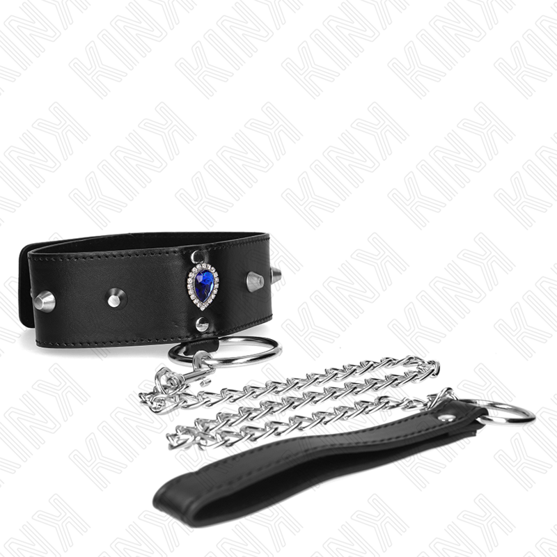 Kink - collana 65 cm con cinturino con diamanti blu regolabile 36-43 cm x 5 cm-3