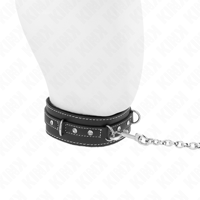 Kink - collana in pelle pvc con cintura 105 cm rivetto strass 41.5 x 4 cm-3