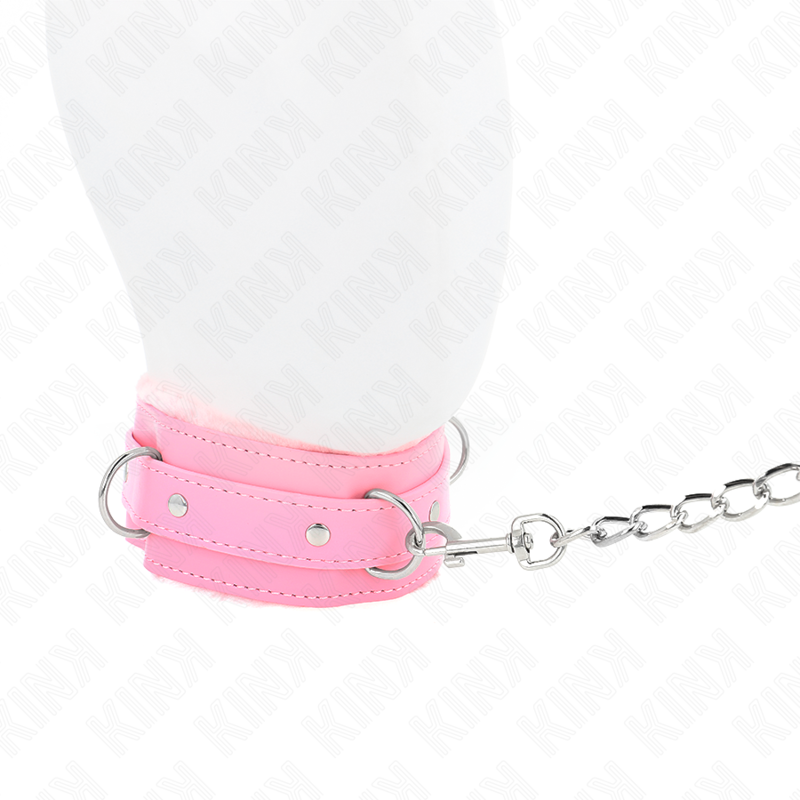 Kink - collare con guinzaglio 65 cm con restrizioni rosa 36-42 cm x 5,5 cm-3