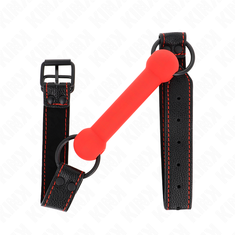 Kink - bone gag con cinturino in similpelle rosso regolabile 41-57 cm