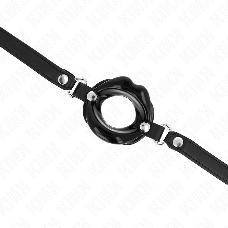 Kink - bavaglio lip 8 cm con cinturino in similpelle nera 63 x 2 cm regolabile 39-58 cm-3