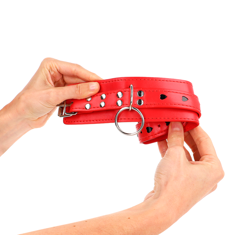 Kink - polso rosso con intarsio a cuore nero regolabile 21-28 cm x 5,5 cm-3
