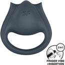 Satisfyer - perfect pair 2 multivibratore 2 in 1 anello per pene e stimolatore per dita grigio