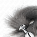 Kink - plug anale misura m 8 x 3,5 cm con coda sintetica 40 cm grigio e bianco