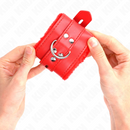 Kink - polsini imbottiti in pelliccia con fori quadri rosso e cintura rossa regolabile 17-29 cm x 6 cm