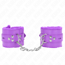 Kink - polsini imbottiti in pelliccia con fori quadri viola e cintura viola regolabile 17-29 cm x 6 cm