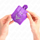 Kink - polsini imbottiti in pelliccia con fori quadri viola e cintura viola regolabile 17-29 cm x 6 cm