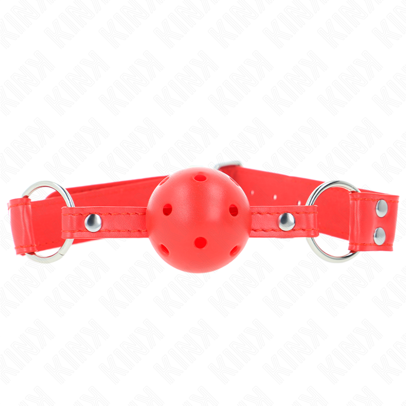 Kink - ball gag completo rosso cavo duro 62 x 2 cm