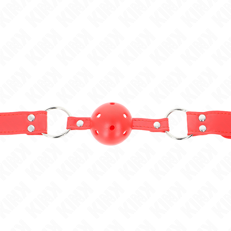 Kink - ball gag completo rosso cavo duro 62 x 2 cm