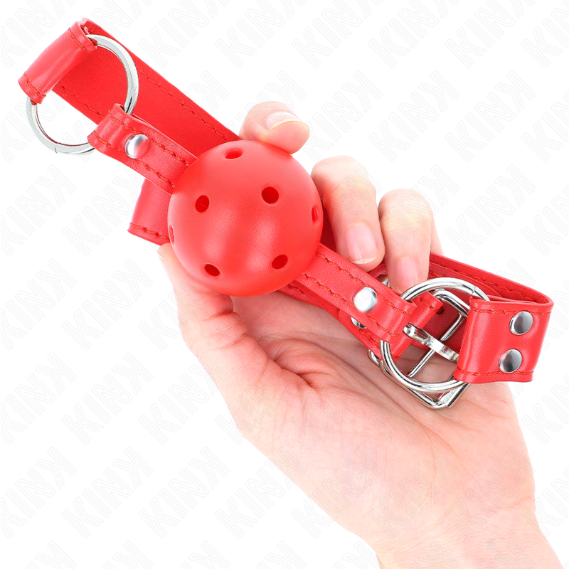 Kink - ball gag completo rosso cavo duro 62 x 2 cm