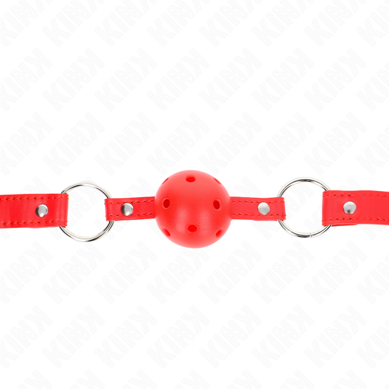 Kink - bavaglio sfera traspirante 4 cm con doppio rivetto modello 1 rosso 62,5 x 2,5 cm regolabile 42-58 cm