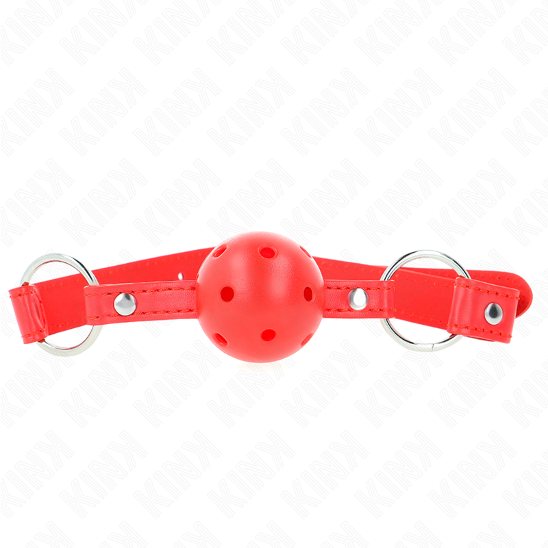 Kink - bavaglio sfera traspirante 4 cm con doppio rivetto modello 1 rosso 62,5 x 2,5 cm regolabile 42-58 cm