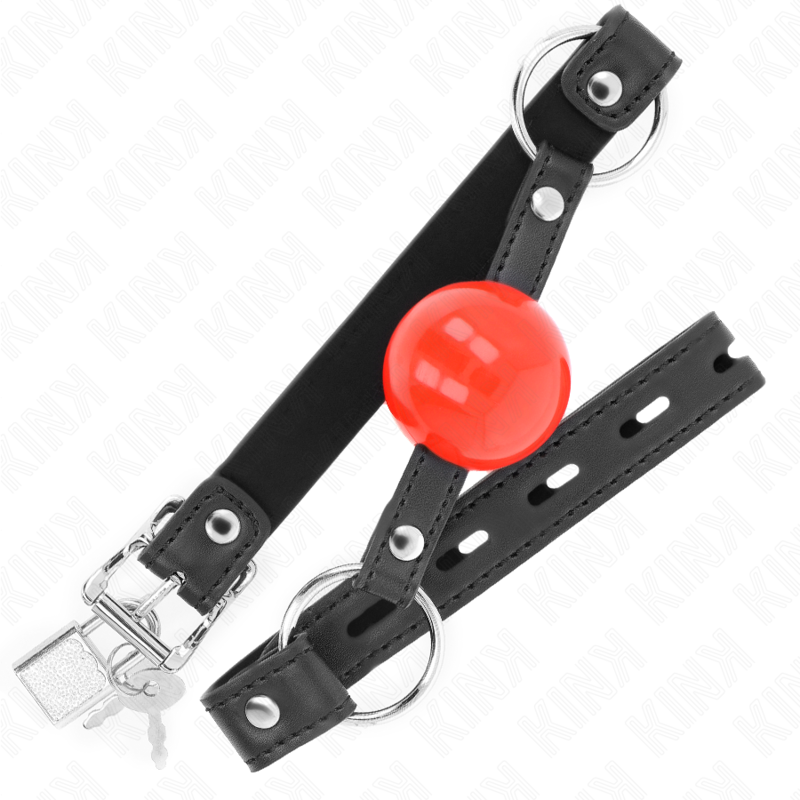 Kink - ball 4 cm gag con serratura sfera rossa cinturino nero 60 x 2 cm