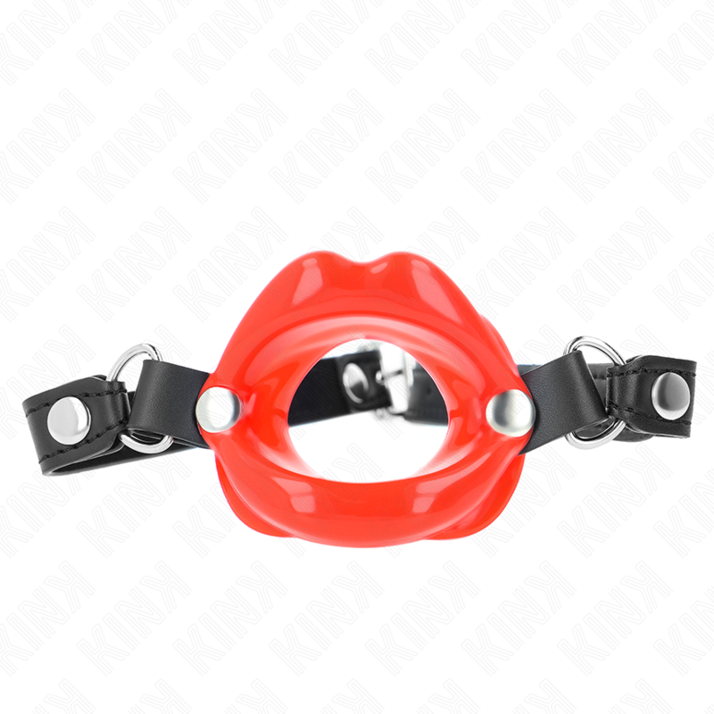 Kink - bavaglio lip 8 cm con cinturino in similpelle rosso 63 x 2 cm regolabile 39-58 cm