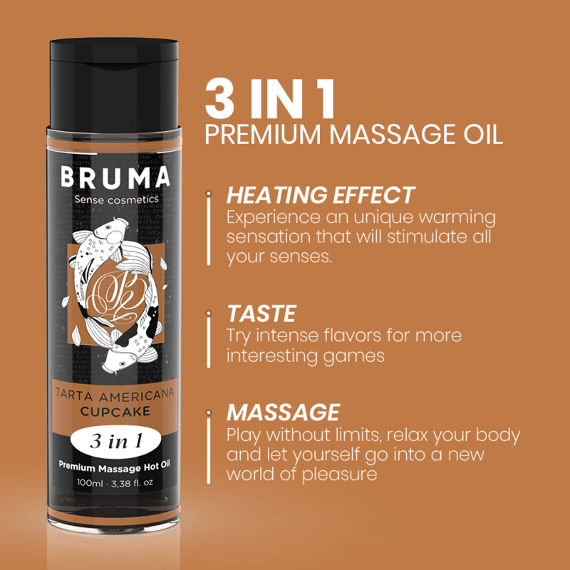 Bruma - olio da massaggio premium effetto calore sapore cupacke 3 in 1 - 100 ml