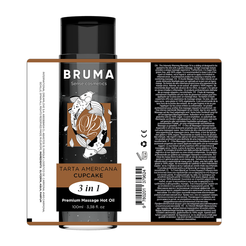 Bruma - olio da massaggio premium effetto calore sapore cupacke 3 in 1 - 100 ml