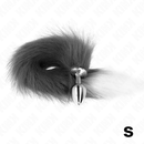 Kink - plug anale taglia s 7 x 3 cm con coda sintetica 40 cm grigio e bianco