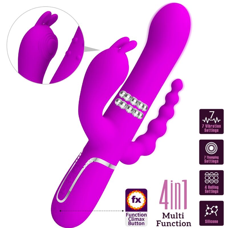 Pretty love - cammy vibratore triplo multifunzione 4 in 1 rosa