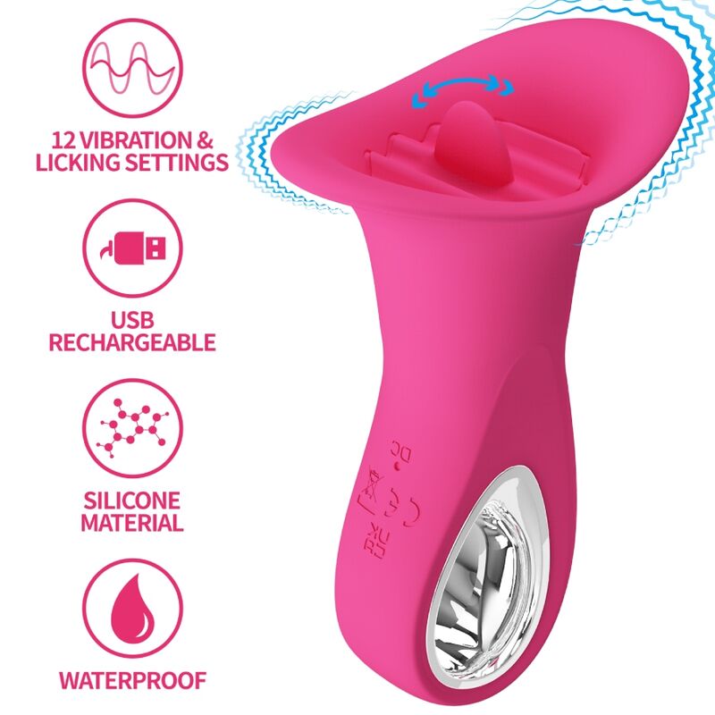 Pretty love - clyde vibratore orale lingua vibrante 12 vibrazioni rosa