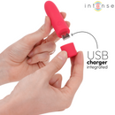 Intense - symone proiettile vibrante ricaricabile usb 8 vibrazioni rosso 10 x 2,2 cm