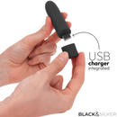 Black & silver - geri usb ricaricabile vibrante bullet 8 vibrazioni nero 10 x 2,2 cm