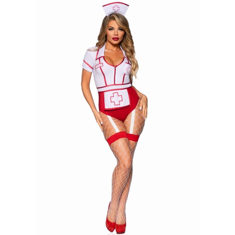 Leg avenue - costume da infermiera sexy rosso/bianco s