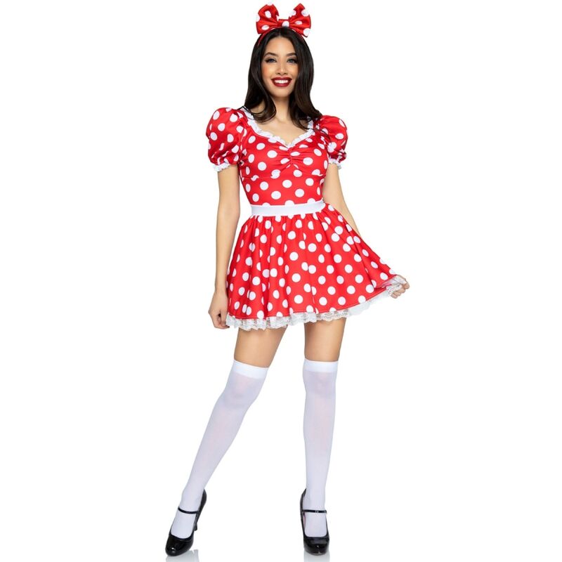 Leg avenue - abito a pois + fascia per capelli rosso/bianco m