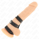 Kink - anello per pene in pelle tripla con chiusura a pressione