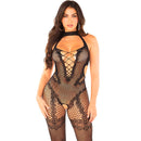 Leg avenue - bodystocking a rete senza cavallo nero taglia unica