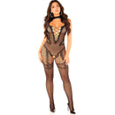 Leg avenue - bodystocking a rete senza cavallo nero taglia unica
