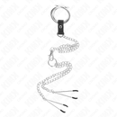 Kink - anello per pene in metallo cromato triplo da 3 cm a 4,5 cm con catena in metallo da 26 cm e clip per capezzoli