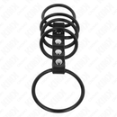 Kink - 5 anelli per pene in silicone da 3,8 cm a 4,8 cm collegati da pelle