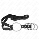 Kink - 4 anelli per pene in metallo collegati da 3,8 cm a 5 cm con cintura in pelle 112 cm