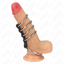Kink - 5 anelli per pene da 3,7 cm a 5 cm metallo collegati da pelle