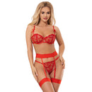 Subblime - 954321 reggiseno + perizoma + cintura con stampa a cuore rosso s/m