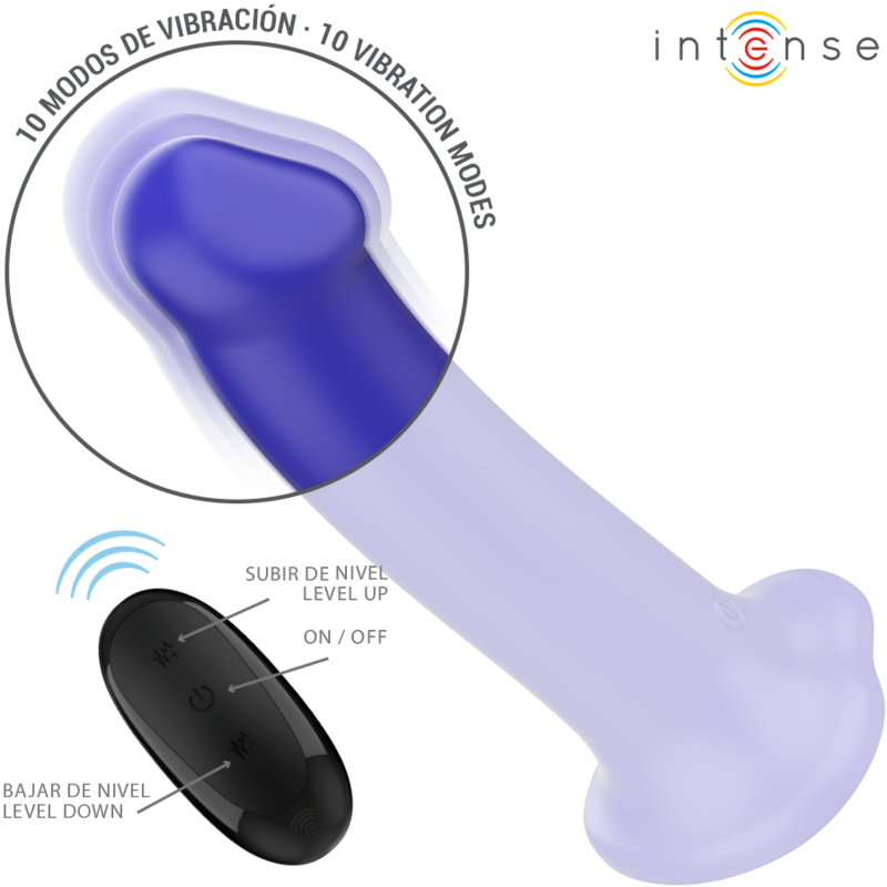 Intense - victoria vibratore con ventosa 10 vibrazioni blu scuro telecomando