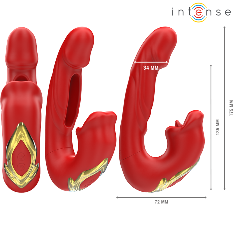 Intense - nathy doppio vibratore con stimolante multifunzione bocca rosso