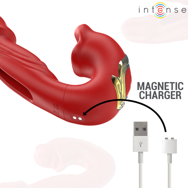 Intense - nathy doppio vibratore con stimolante multifunzione bocca rosso