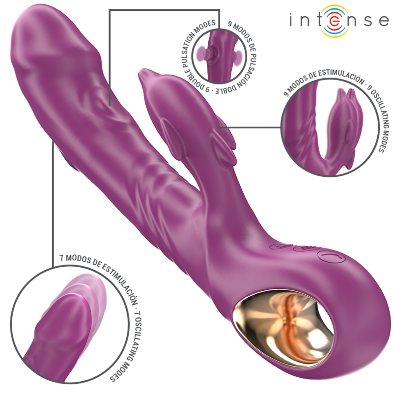 Intense - halle vibratore multifunzione con lingua stimolante delfino viola