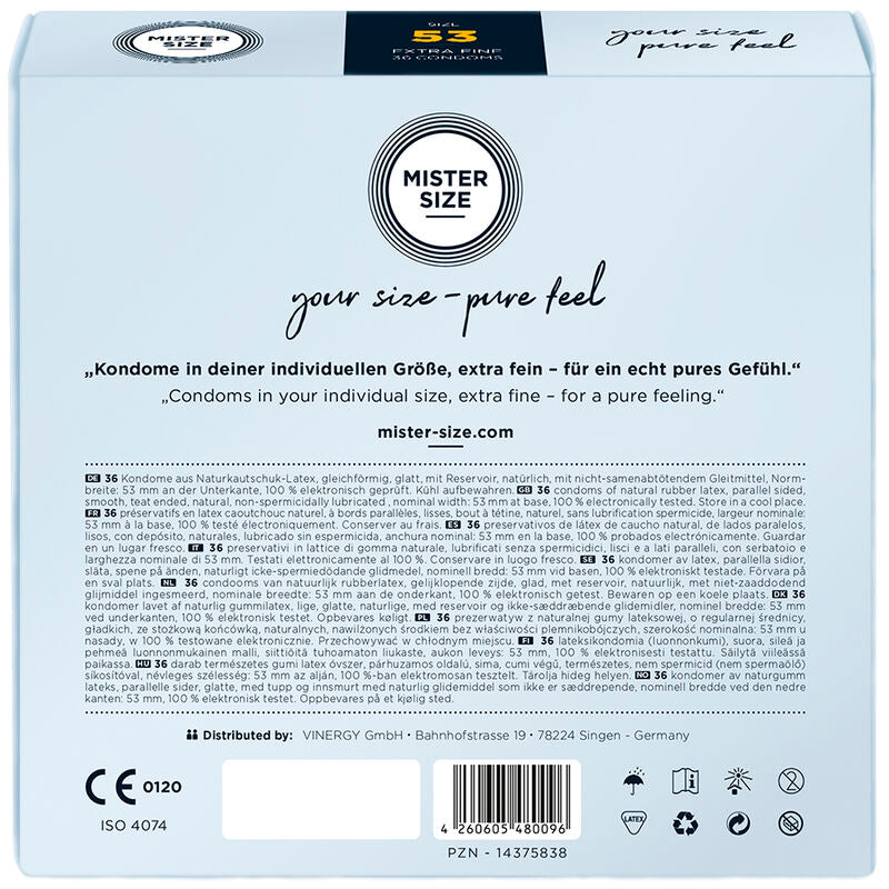 Mister size - preservativo taglia m 53 mm (36 unità)