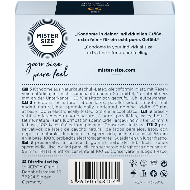 Mister size - preservativo taglia m 53 mm (3 unità)