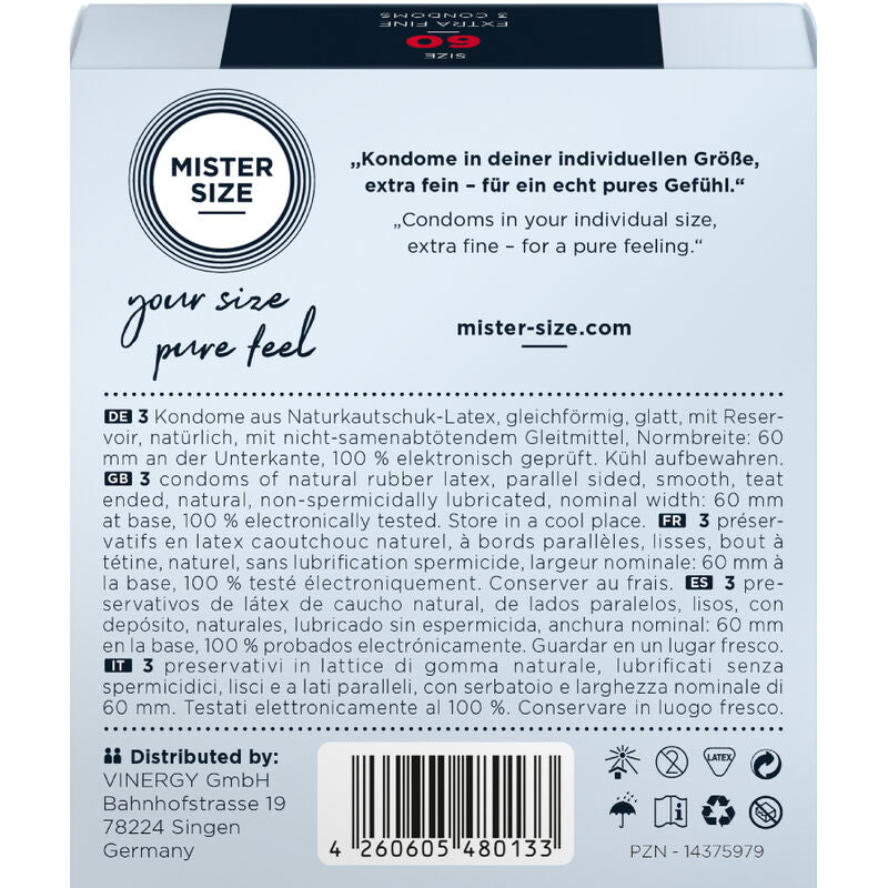 Mister size - preservativo taglia xl 60 mm (3 unità)