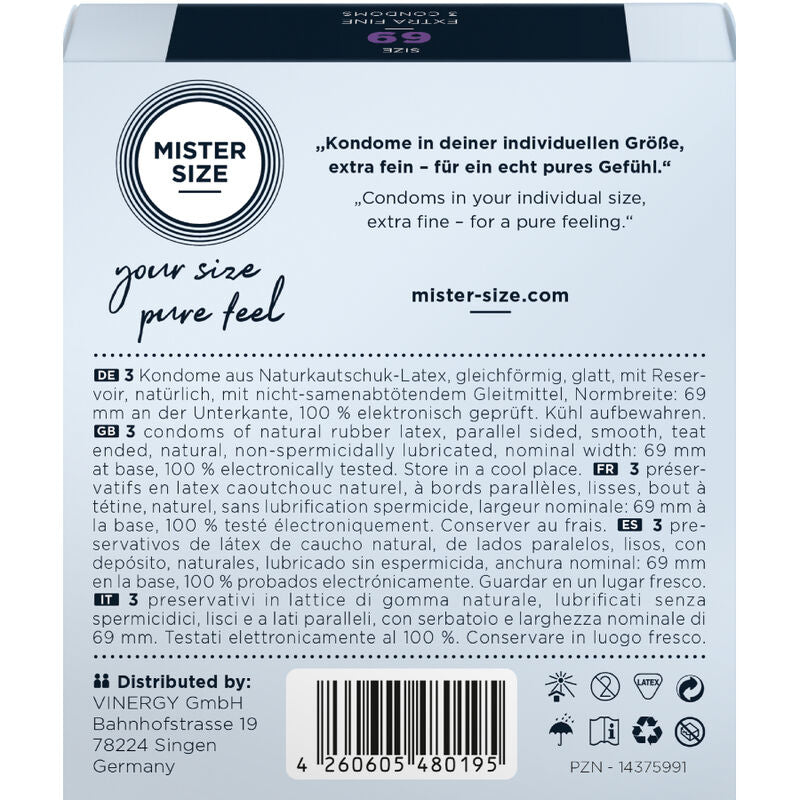 Mister size - preservativi taglia xxxl 69 mm (3 unità)