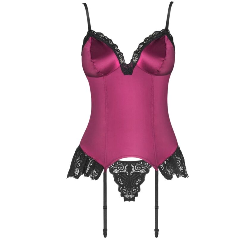 Livco corsetti fashion - agrafena cf 90436 corsetto + perizoma bordeaux l/xl