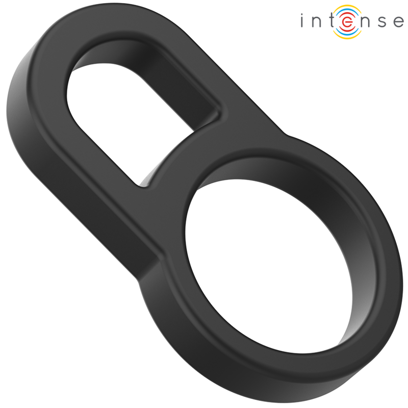 Intense - bobby doppio anello per pene in silicone nero