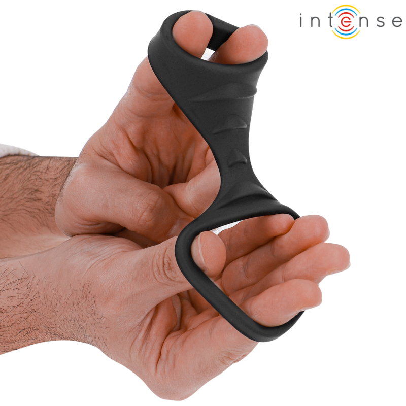 Intense - theo doppio anello per pene in silicone modello nero 3